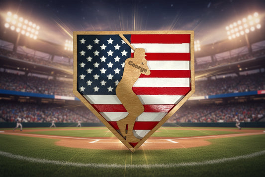 Handcrafted, personalized baseball-themed wall art